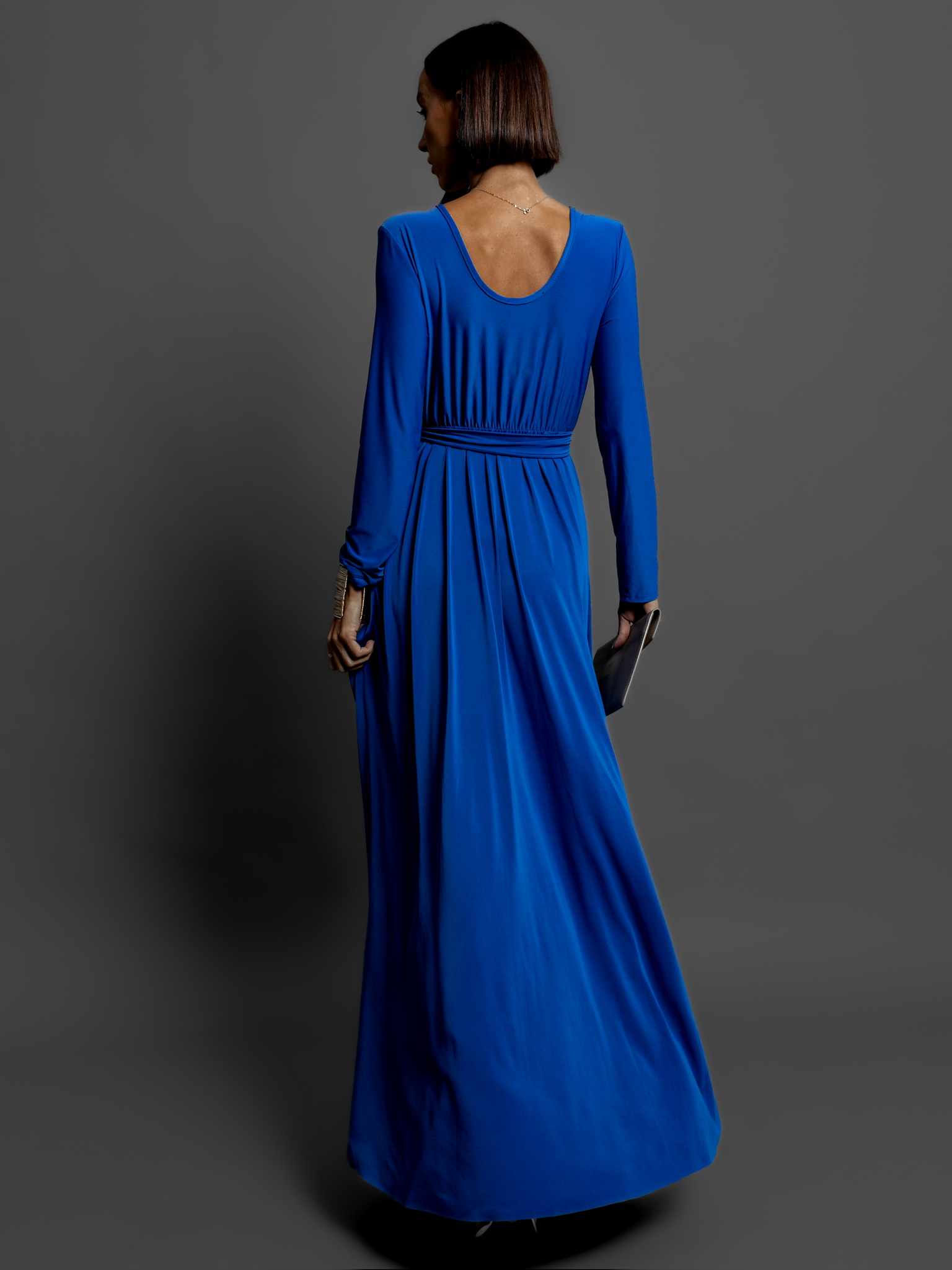 Královsky modré dlouhé elegantní šaty JOELLIAN Velikost: ONESIZE - Obrázek 3