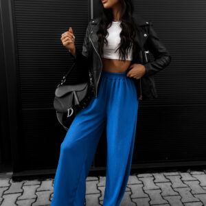 Královsky modré elegantní kalhoty STAYSY s rozšířenými nohavicemi