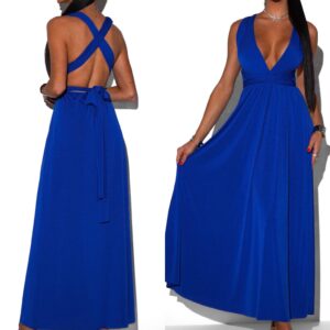 Královsky modré elegantní šaty BEATRICE s vázáním Velikost: ONESIZE