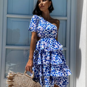 Královsky modré elegantní šaty TEDAENI s květinovým vzorem Velikost: ONESIZE