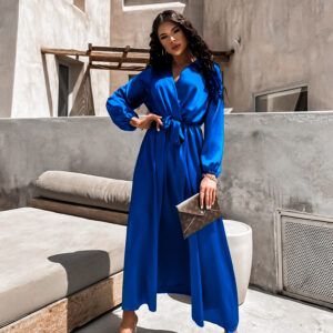 Královsky modré elegantní šaty WOMAN s dlouhým rukávem Velikost: ONESIZE