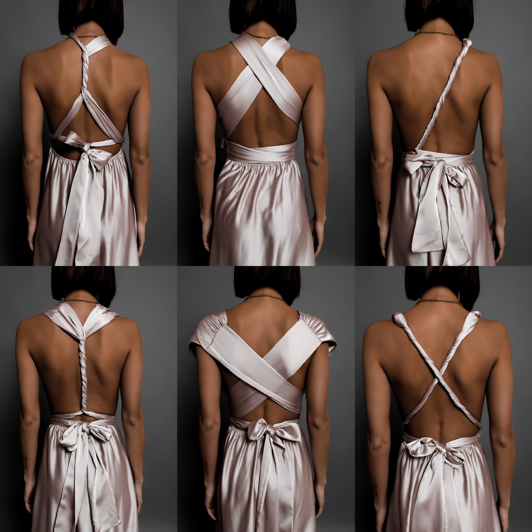 Královsky modré lesklé šaty VALERDY s variabilním vázáním / bez rozparku - Obrázek 3