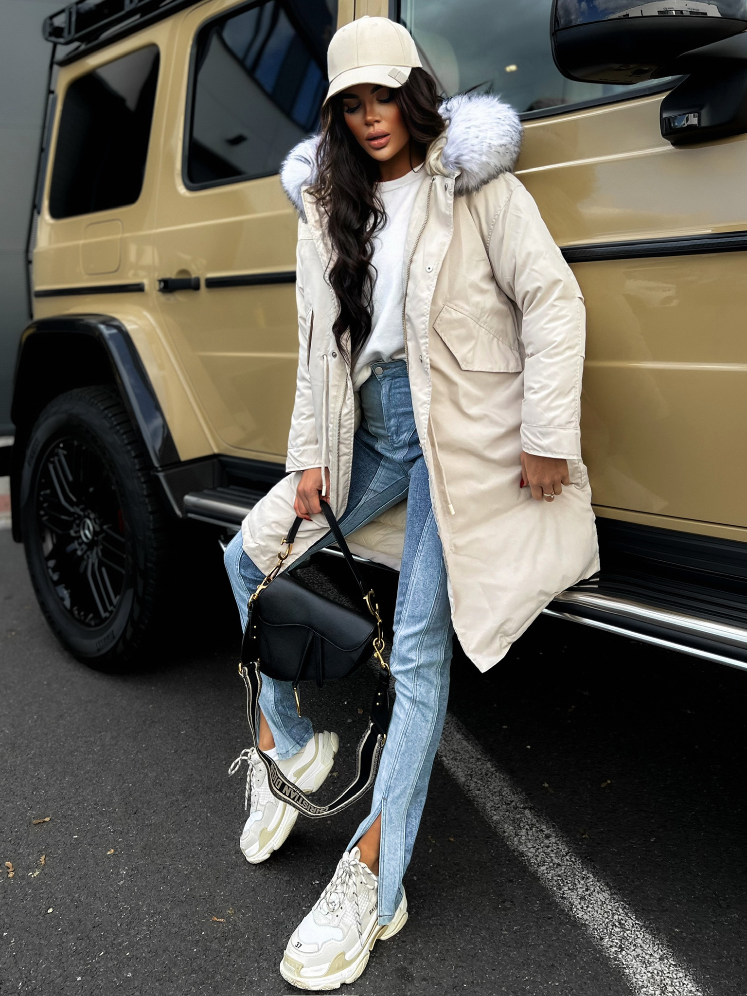 Krémová bunda BALANCE s kožichem - Obrázek 3