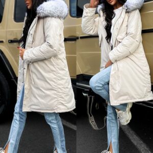 Krémová bunda BALANCE s kožichem