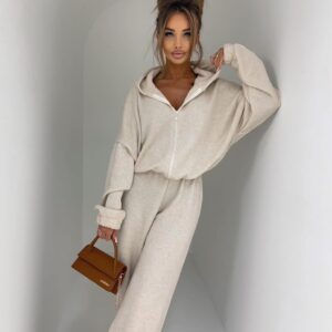 Krémová luxusní tepláková souprava MATHUA Velikost: ONESIZE