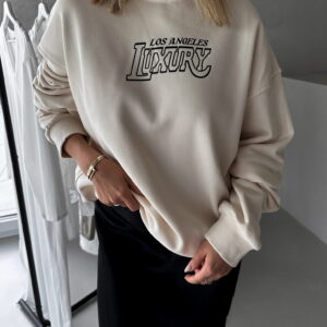 Krémová oversize mikina MEGGI s potiskem Velikost: ONESIZE