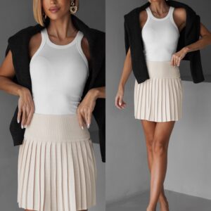 Krémová skládaná plisovaná sukně MARILENA Velikost: M/L