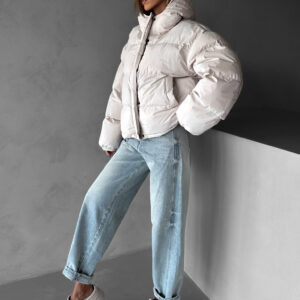 Krémová zimní prošívaná oversize bunda RIZPAH Velikost: ONESIZE