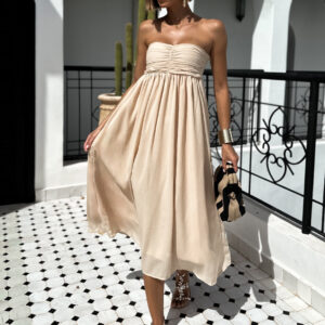 Krémové boho šaty AUTEREL bez rukávů Velikost: ONESIZE