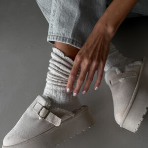 Krémové boty BUCKLE s vysokou podrážkou Velikost: 41