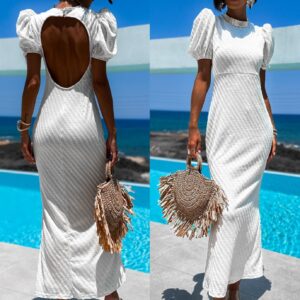 Krémové dlouhé elegantní šaty MATTHISEN Velikost: M/L