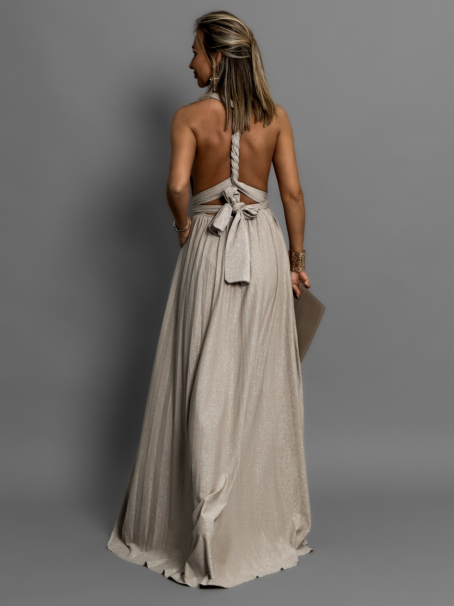 Krémové dlouhé variabilní společenské šaty CUPAUCA Velikost: ONESIZE - Obrázek 3