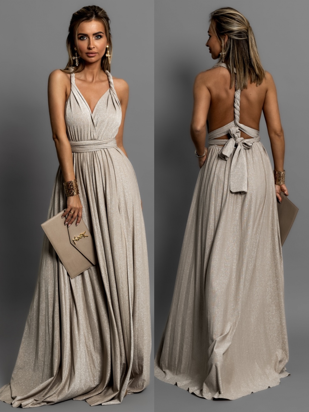 Krémové dlouhé variabilní společenské šaty CUPAUCA Velikost: ONESIZE