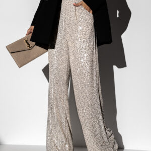 Krémové elegantní kalhoty HEKATE s flitry Velikost: ONESIZE