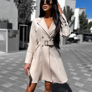 Krémové elegantní šaty GENTENI s páskem Velikost: ONESIZE