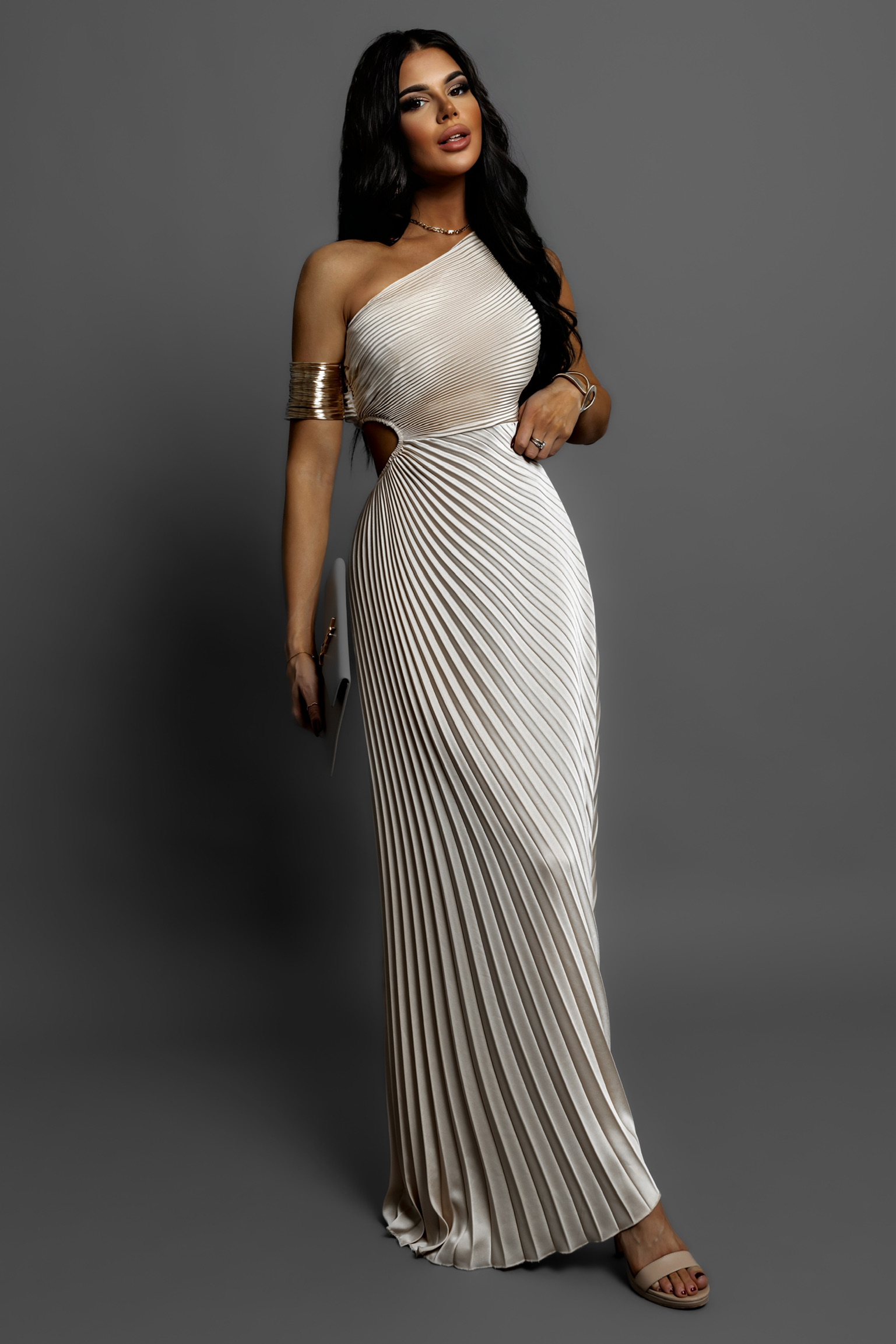 Krémové elegantní šaty SUNTILS Velikost: ONESIZE - Obrázek 2