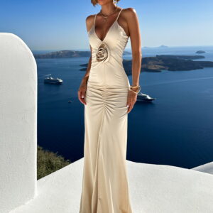 Krémové šaty AGODA s aplikací Velikost: ONESIZE