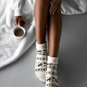 Krémové vánoční ponožky SOCKER Velikost: ONESIZE