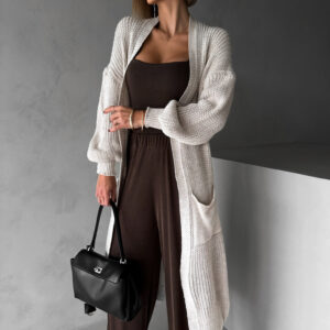 Krémový dlouhý svetrový cardigan SENTENCERO Velikost: ONESIZE