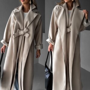 Krémový dlouhý variabilní flaušový kabát KALDEM Velikost: ONESIZE