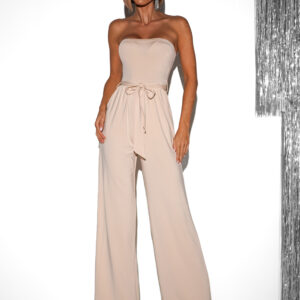 Krémový elegantní overal RALENTI na zavazování Velikost: M/L