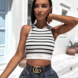 Krémový elegantní top ALAWOSI s pruhy Velikost: M/L