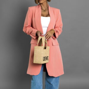 Lososové dlouhé sako CASTIEL otevřeného stylu Velikost: ONESIZE
