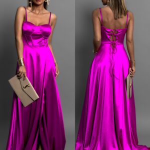 Magenta korzetové saténové šaty KALALOT Velikost: ONESIZE