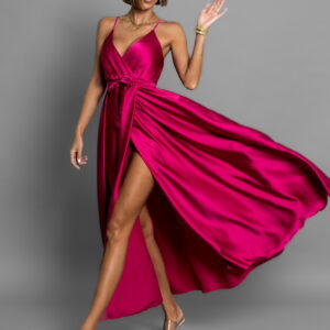 Malinové elegantní dlouhé šaty FAIRYTALE