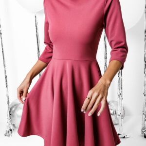 Malinové elegantní šaty GROUND s dlouhým rukávem Velikost: ONESIZE