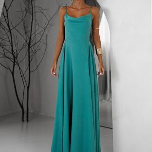 Mátové dlouhé splývavé šaty LERDISEL na ramínka Velikost: ONESIZE