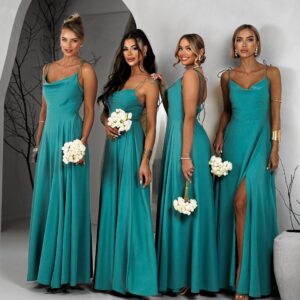 Mátové dlouhé splývavé šaty LERDISEL pro družičky Velikost: ONESIZE