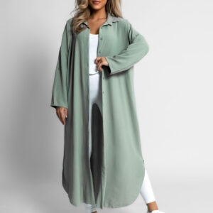 Mentolové basic dlouhé košilové šaty NESSY Velikost: ONESIZE