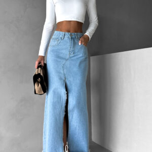 Modrá dlouhá long džínová sukně WIDALAN Velikost: M