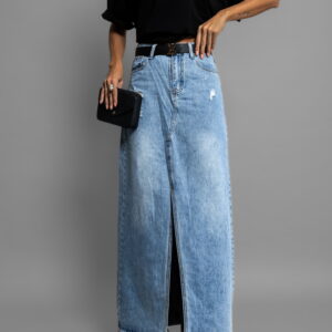 Modrá džínová dlouhá sukně MONIQUE Velikost: S