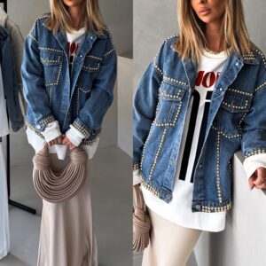 Modrá džínová oversize bunda IRMINA Velikost: ONESIZE