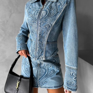 Modrá džínová stylová bunda YAKIZ na zip Velikost: S