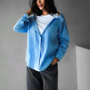 Modrá košile ELVIRE s dlouhým rukávem Velikost: ONESIZE