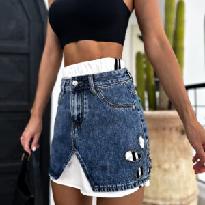 Modrá riflová krátká sukně KAAN se spodničkou Velikost: L