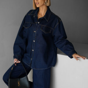 Modrá tmavá džínová oversize košile CALDY Velikost: ONESIZE