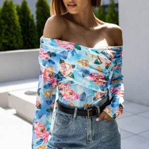 Modré květinové body LIBAROT Velikost: ONESIZE