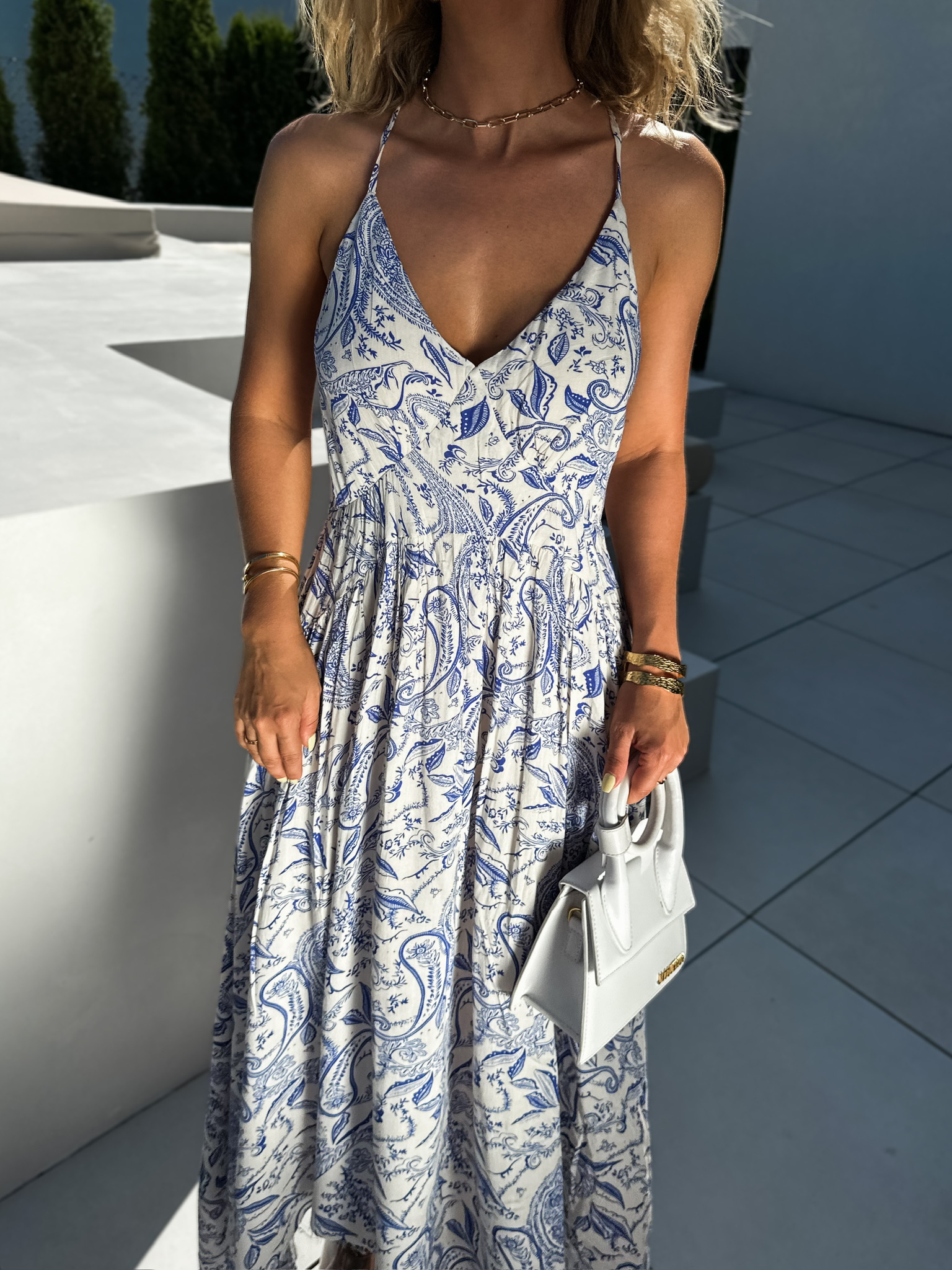 Modré oversize vzdušné šaty VIVIAT na ramínka Velikost: M/L - Obrázek 3