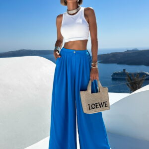 Modré široké extra wide leg kalhoty VATIKA Velikost: ONESIZE