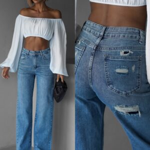 Modré stylové wide leg džíny WACOM Velikost: XL