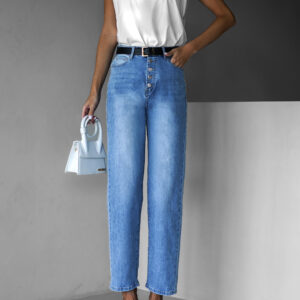 Modré tmavé mom džíny CYNTHIA Velikost: L