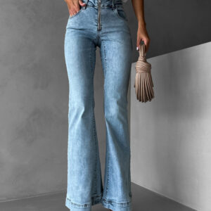 Modré zvonové džíny MANTASEL se zipem Velikost: L