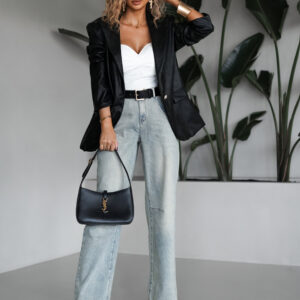 Modrozelené široké wide leg džíny LYSES Velikost: XL