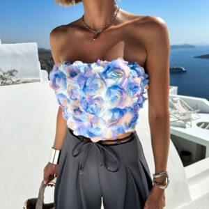 Modrý elegantní top TOSKA na zip Velikost: M/L