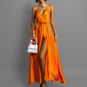 Oranžové elegantní dlouhé šaty FAIRYTALE