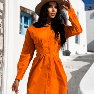 Oranžové košilové šaty SIERRA na knoflíky Velikost: ONESIZE